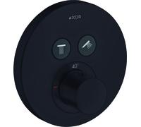 hansgrohe AXOR Starck ShowerSelect Termostato redondo empotrado para 2 consumidores, 36723670, Color: Negro Mate