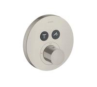 hansgrohe AXOR Starck ShowerSelect Termostato redondo empotrado para 2 consumidores, 36723800, Color: Óptica de acero inoxidable