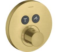 hansgrohe AXOR Starck ShowerSelect Termostato redondo empotrado para 2 consumidores, 36723950, Color: Latón cepillado