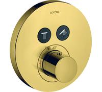 Hansgrohe Axor Starck ShowerSelect Termostato redondo empotrado para 2 consumidores, Color: Ãptica Oro Pulido - 36723990