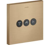 hansgrohe AXOR Starck ShowerSelect Válvula cuadrada empotrada para 3 consumidores, 36717140, Color: Bronce cepillado