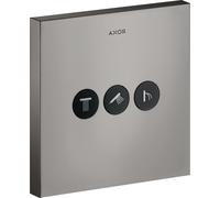 hansgrohe AXOR Starck ShowerSelect Válvula cuadrada empotrada para 3 consumidores, 36717330, Color: Cromo negro pulido