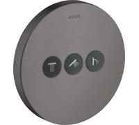 hansgrohe AXOR Starck ShowerSelect Válvula redonda empotrada para 3 consumidores, 36727340, Color: Cromo negro cepillado