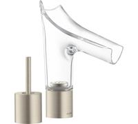 hansgrohe AXOR Starck V Mezclador de lavabo de 2 agujeros 110 con kit de desagüe, 12115820, Color: Níquel Cepillado