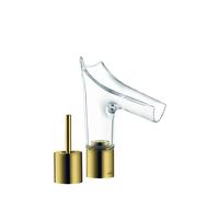 hansgrohe AXOR Starck V Mezclador de lavabo de 2 agujeros 110 con kit de desagüe, 12115990, Color: Óptica Oro Pulido