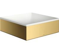 hansgrohe AXOR Suite lavabo sobre encimera, angular, 285x285mm, con marco metálico, sin rebosadero, SOLIDSurface, 42002990, Color: Óptica Oro Pulido