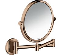 hansgrohe AXOR Universal Espejo de afeitar circular, 1,7 aumentos, giratorio, inclinable, 42849300, Color: Oro rojo pulido