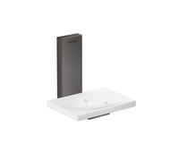 hansgrohe AXOR Universal Jabonera rectangular, metal, repisa de cristal, 42605340, Color: Cromo negro cepillado