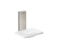 hansgrohe AXOR Universal Jabonera rectangular, metal, repisa de cristal, 42605800, Color: aspecto de acero inoxidable