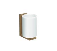 hansgrohe AXOR UNIVERSAL Vaso rectangular para cepillo de dientes, metal, cristal blanco, 42604140, Color: Bronce cepillado