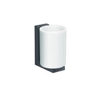 hansgrohe AXOR UNIVERSAL Vaso rectangular para cepillo de dientes, metal, cristal blanco, 42604340, Color: Cromo negro cepillado
