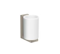 hansgrohe AXOR Universal Vaso rectangular para cepillo de dientes, metal, cristal blanco, 42604820, Color: Níquel Cepillado
