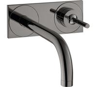 hansgrohe AXOR Uno Mezclador monomando de lavabo empotrado, placa para montaje en pared, proyección 165mm, 38112330, Color: Cromo negro pulido