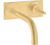 hansgrohe AXOR Uno Mezclador monomando de lavabo empotrado, placa para montaje en pared, proyección 165mm, 38112250, Color: Óptica de oro cepillado
