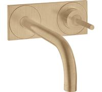 hansgrohe AXOR Uno Mezclador monomando de lavabo empotrado, placa para montaje en pared, proyección 165mm, 38112140, Color: Bronce cepillado