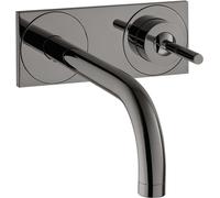 hansgrohe AXOR Uno Mezclador monomando de lavabo empotrado, placa para montaje en pared, proyección 225mm, 38115330, Color: Cromo negro pulido