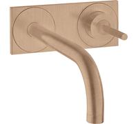 hansgrohe AXOR Uno Mezclador monomando de lavabo empotrado, placa para montaje en pared, proyección 225mm, 38115310, Color: Oro rojo cepillado