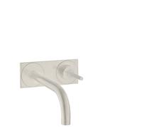 hansgrohe AXOR Uno Mezclador monomando de lavabo empotrado, placa para montaje en pared, proyección 225mm, 38115800, Color: Óptica de acero inoxidable