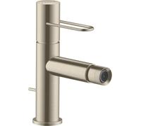 hansgrohe AXOR Uno Mezclador monomando para bidé, mango, juego de desagüe, 38211820, Color: Níquel Cepillado