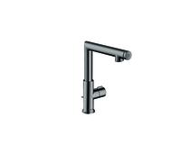 hansgrohe AXOR Uno Select mezclador de lavabo 220 con juego de desagüe, 160mm de proyección, 45016330, Color: Cromo negro pulido