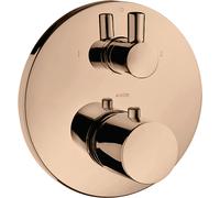 hansgrohe AXOR Uno² termostato empotrado con válvula de cierre y conmutación, 2 consumidores, 38720300, Color: Oro rojo pulido
