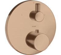 hansgrohe AXOR Uno² termostato empotrado con válvula de cierre y conmutación, 2 consumidores, 38720310, Color: Oro rojo cepillado