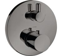 hansgrohe AXOR Uno² termostato empotrado con válvula de cierre y conmutación, 2 consumidores, 38720330, Color: Cromo negro pulido