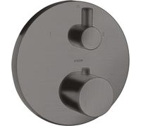 hansgrohe AXOR Uno² termostato empotrado con válvula de cierre y conmutación, 2 consumidores, 38720340, Color: Cromo negro cepillado