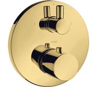 hansgrohe AXOR Uno² termostato empotrado con válvula de cierre y conmutación, 2 consumidores, 38720990, Color: Óptica Oro Pulido