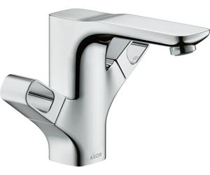 hansgrohe AXOR Urquiola Mezclador de lavabo de 2 manijas 120 con juego de desagüe, 11024250, Color: Óptica de oro cepillado