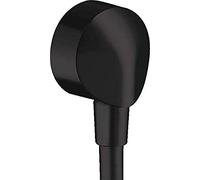 hansgrohe Conector de pared FixFit E, conector de manguera, sin válvula antirretorno, ángulo de conexión de metal, color negro mate