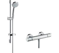 hansgrohe Croma 100 Set de ducha visto Vario con termostato Ecostat Comfort Combi barra de ducha 65 cm, cromo, 27034000