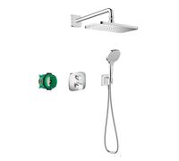 hansgrohe Croma E 280 - Juego de ducha (6 en 1, sistema de ducha con alcachofa, termostato, alcachofa de ducha, manguera de ducha, cuerpo base y soportes), color cromado