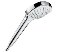 hansgrohe Croma Select E - ducha de mano ahorro de agua 9 l/min (EcoSmart), alcachofa de ducha con 3 tipos de chorro, cabezal de ducha (110 x 110 mm), con sistema antical, blanco/cromo, 26813400
