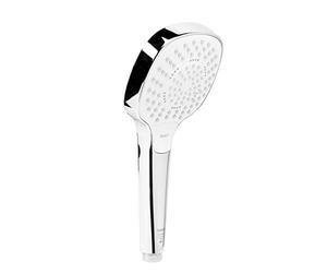 hansgrohe Croma Select E - ducha de mano, alcachofa de ducha con 3 tipos de chorro, cabezal de ducha rectangular (110 x 110 mm), con sistema antical, blanco/cromo, 26810400