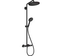 hansgrohe Croma Select S 280 - Ducha de lluvia (alcachofa de ducha, alcachofa, barra de ducha, termostato, manguera, 3 tipos de chorros), color negro mate