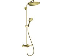 hansgrohe Croma Select S Showerpipe 280 1jet con termostato y Raindance Select S 120 3jet hand shower, 26890990, Color: Óptica Oro Pulido