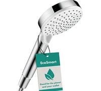hansgrohe Crometta - ducha de mano ahorro de agua 9 l/min (EcoSmart), alcachofa de ducha con 2 tipos de chorro, cabezal de ducha redondo (⌀ 100 mm), con sistema antical, blanco/cromo, 26332400