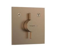 hansgrohe DuoTurn E, grifo de ducha empotrado para 2 funciones, grifo monomando ducha rectangular, mezclador monomando de ducha para iBox universal 2, bronce cepillado