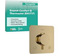 hansgrohe Ecostat Comfort Q 33717990 - Termostato de ducha empotrable con combinación de fusibles, grifo de ducha con bloqueo de seguridad (SafetyStop) a 40 °C, termostato para 2 consumidores, acabado