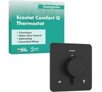 hansgrohe Ecostat Comfort Q - termostato para ducha empotrado, grifo ducha con botón de seguridad (SafetyStop) a 40 °C, mezclador para 2 funciones, negro mate, 33713670