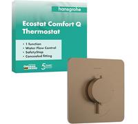 hansgrohe Ecostat Comfort Q - termostato para ducha empotrado, grifo ducha con botón de seguridad (SafetyStop) a 40 °C, mezclador para 1 función, bronce cepillado, 33712140