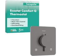 hansgrohe Ecostat Comfort Q - termostato para ducha empotrado, grifo ducha con botón de seguridad (SafetyStop) a 40 °C, mezclador para 2 funciones, cromo negro cepillado, 33713340