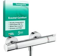 hansgrohe Ecostat Comfort - termostato para ducha visto , grifo ducha con botón de seguridad (SafetyStop) a 40 °C, termostato , mezclador para 1 función, cromo, 13116000