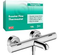 Termostato de baño hansgrohe Ecostat Fine, proyección 177mm, montaje en superficie, 2 consumidores, 13325000, Color: cromado