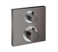 Hansgrohe Ecostat Square Termostato empotrado para 2 funciones (llave de paso e inversor), cromo negro cepillado, 15714340