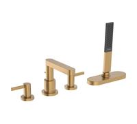 hansgrohe Finoris Grifería para borde de bañera de 4 orificios con caja de manguera, alcance 152 mm, 76444140, Color: Bronce cepillado
