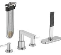 hansgrohe Finoris Mezclador de borde de baÃ±era de 4 orificios con caja de mangueras (sBox), proyecciÃ³n de 152 mm, 76444, Color: cromado - 76444000
