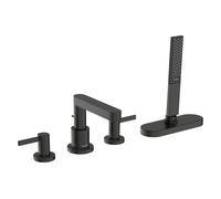 hansgrohe Finoris Mezclador de borde de bañera de 4 orificios con caja de mangueras (sBox), proyección de 152 mm, 76444340, Color: Cromo negro cepillado