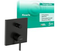 hansgrohe Finoris - grifo bañera empotrado para 2 funciones con combinación de seguridad, mezlador monomando bañera para iBox universal, grifo monomando de bañera, cromo negro cepillado, 76416340